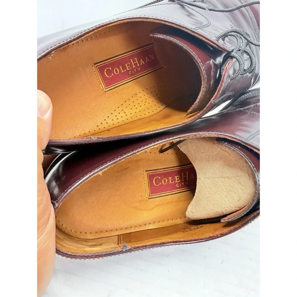 Cole Haan City 841047 Men's 11.5 E Burgundy Leather Cap Toe Derby Dress Shoes